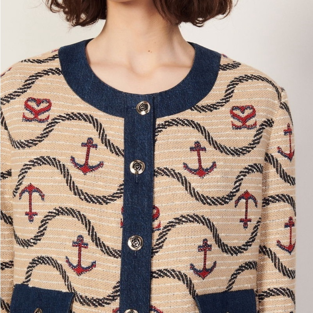 SANDRO
Rosetta Denim-trimmed Jacquard Jacket - Picture 2 of 13